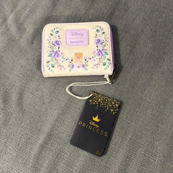 Loungefly Disney Tangled Rapunzel & Pascal Flowers Mini Zipper Wallet - Picture 2 of 3